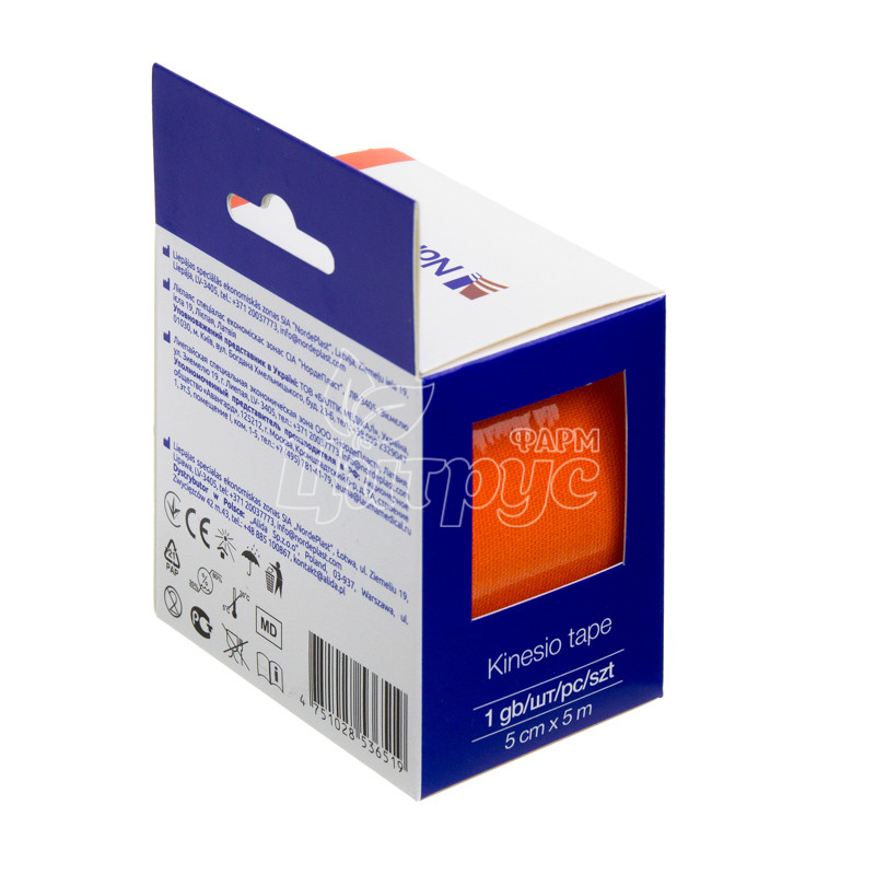 фото 1-2/Пластырь Кинезио Тейп 5 см х 5 м оранжевый