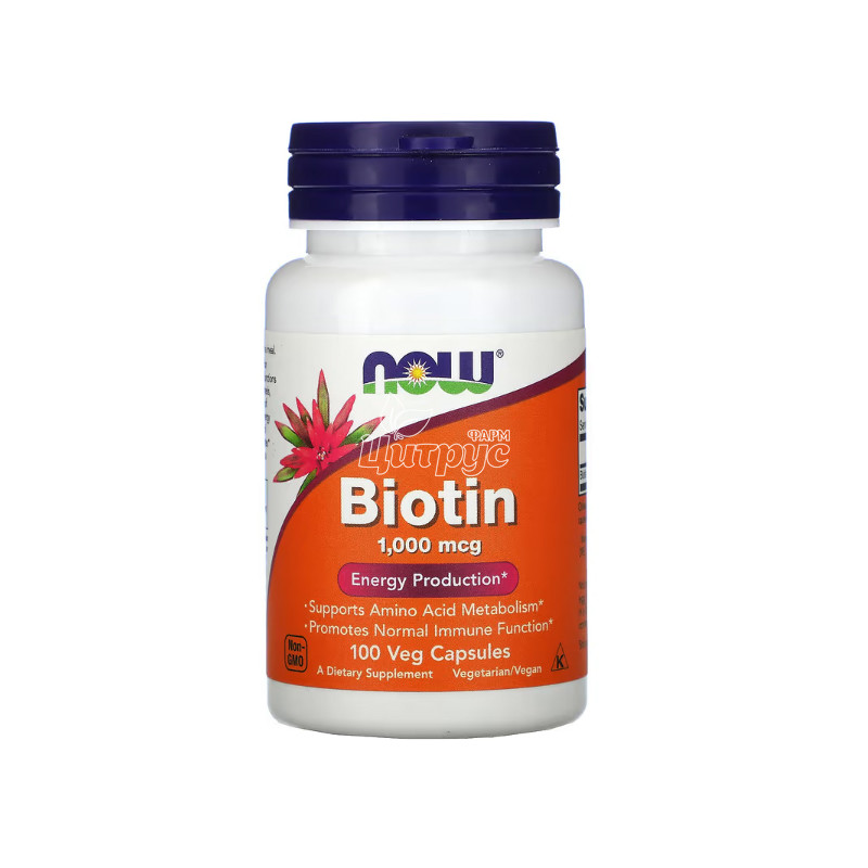 фото 1-1/Біотин 1000 мкг 100 штук Нау Фудс (Biotin Now Foods) капсули вегетеріанські 