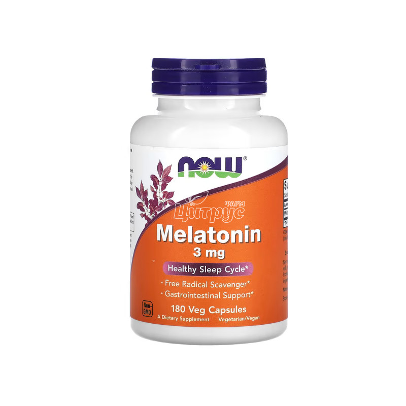 фото 1-1/Мелатонін 3 мг Нау Фудс (Melatonin Now Foods) капсули вегетеріанські 180 штук