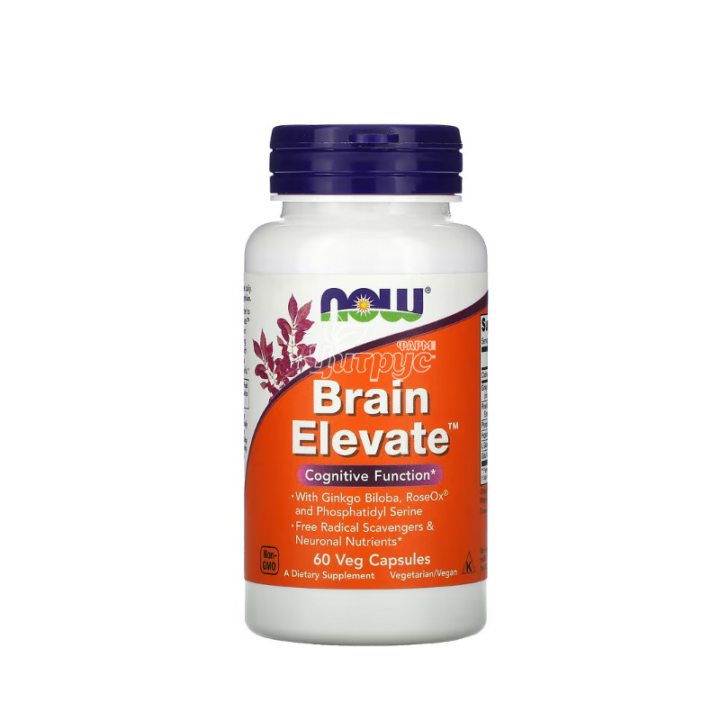 фото 1-1/Брейн Елевейт Нау Фудс (Brain elevate Now Foods) Підтримка роботи мозку капсули вегетеріанські 60 штук