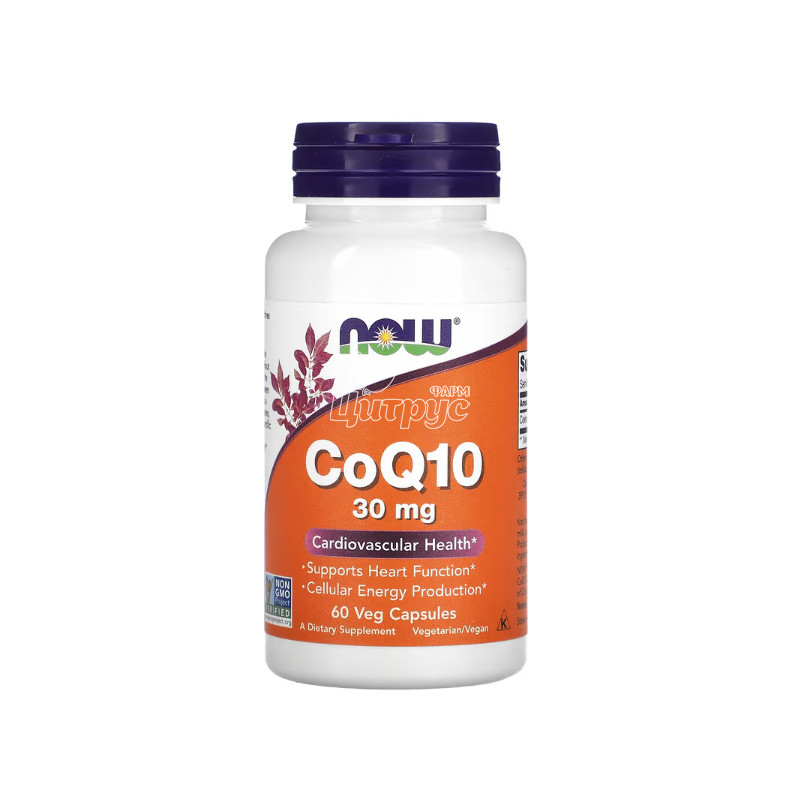 фото 1-1/Коензим Q10 Нау Фудс (Coenzyme Q10 Now Foods) капсули вегетеріанські 30 мг 60 штук
