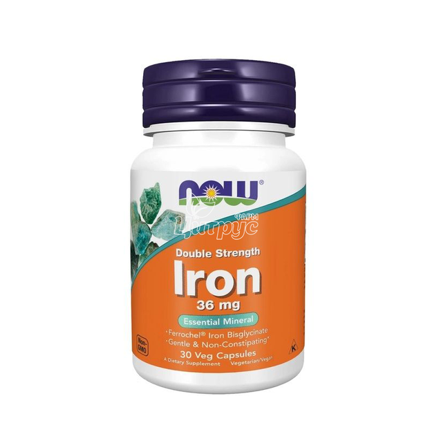 Залізо Нау Фудс (Iron Now Foods) капсули вегетеріанські 36 мг 30 штук