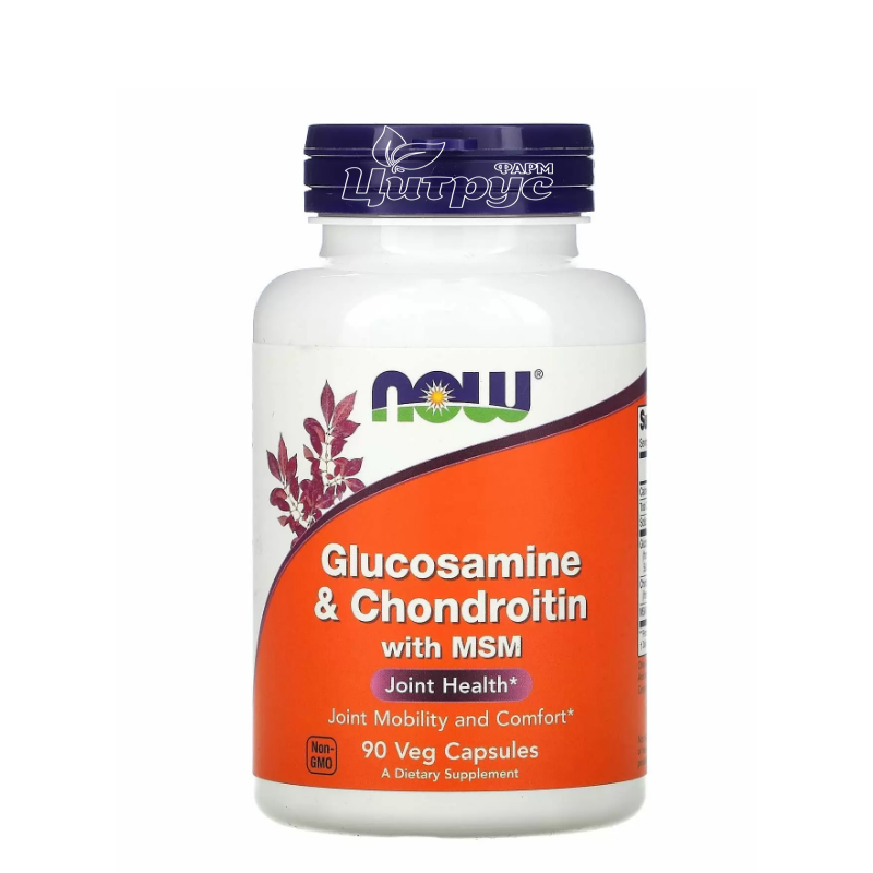 фото 1-1/Глюкозамін&Хондроїтин з МСМ 1000 мг 90 штук Нау Фудс (Glucosamine & Chondroitine MCM Now Foods) капсули вегетеріанські