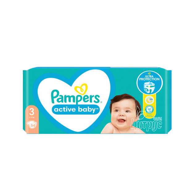 Підгузки для дітей Памперс (Pampers) Актив Бебі (Active Baby) 3 (6-10 кг) 54 штуки midi