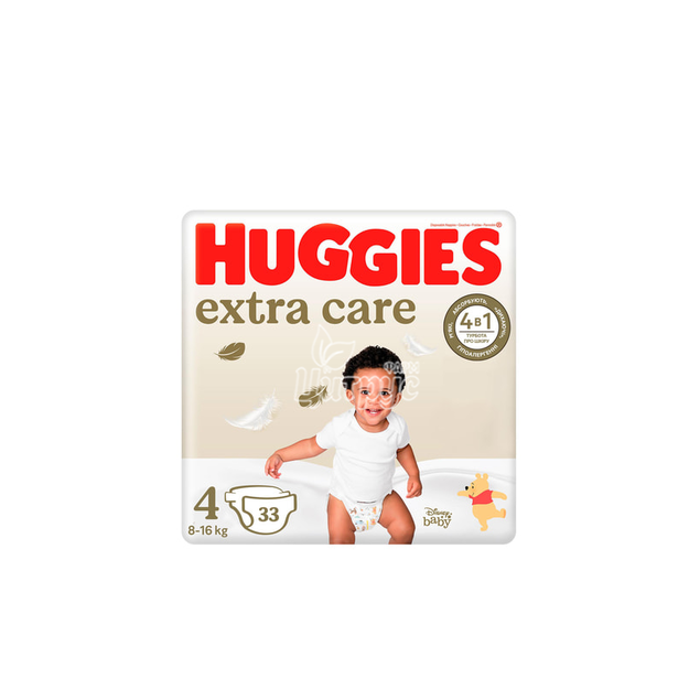 Підгузки для дітей Хаггіс (Huggies) Екстра Кер (Extra Care) 4 (9-16 кг) 33 штуки