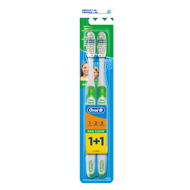 Зубна щітка Орал-Бі (Oral-B) 3-Ефект (3-effect) Максі клин (Maxi Clean) 40 середня жорсткість 2 штуки