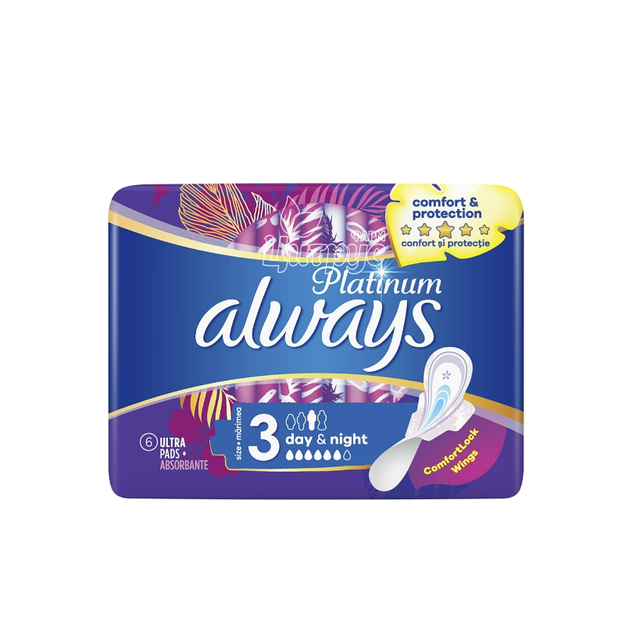 Прокладки гігієнічні жіночі Олвейс (Always) Платінум Ультра День та ніч (Platinum Ultra Day&Night) Ароматизовані 6 штук