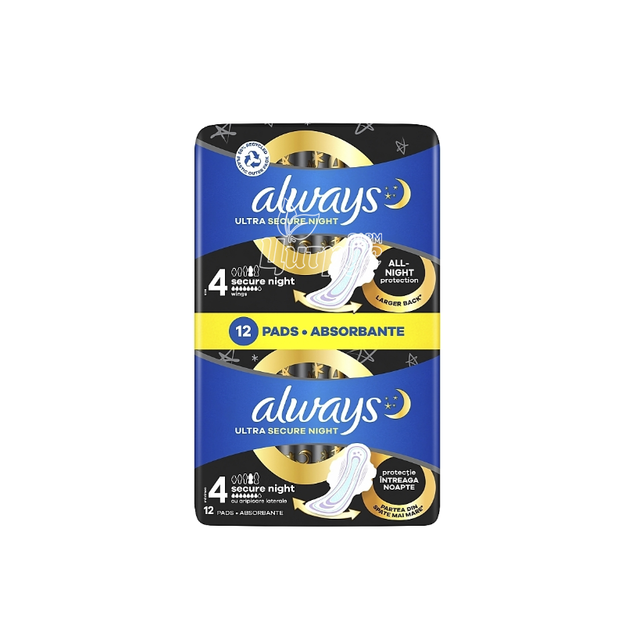 Прокладки гігієнічні жіночі Олвейс (Always) Ультра Секюр найт (Ultra Secur Night) Ароматизовані 12 штук