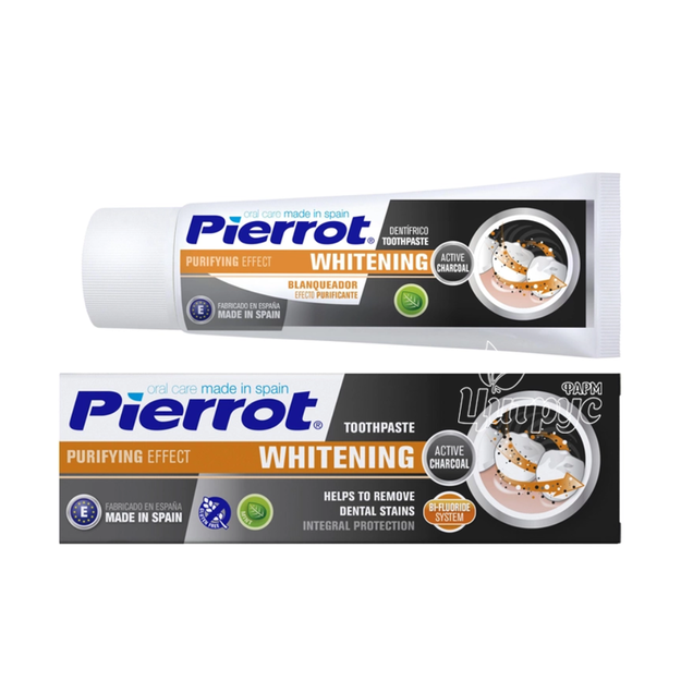 Зубна паста Пірот (Pierrot) Відбілювання з Деревним вугіллям 75 мл Ref.62