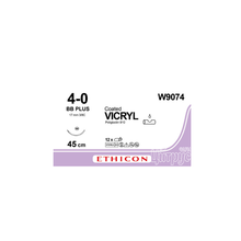 Шовний матеріал Вікрил (Vicril) 4/0 колюча голка 17 мм,  3/8 кола фіолетовий довжина нитки 45 см
