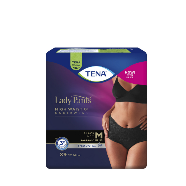 Труси урологічні для жінок Тена (Tena) Леді Пантс Плюс (Ledi Pants Plus) Чорні (Black) розмір М (75-105 см) 9 штук
