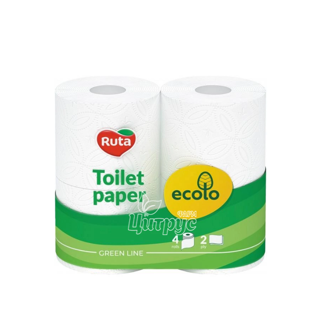 Папір туалетний Рута Еколо (Ecolo) 150 відривів 4 рулони