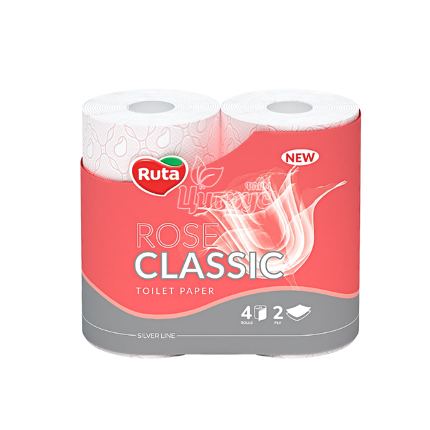 Папір туалетний Рута (Ruta) Класік Роуз (Classic Rose) рожева 4 рулони