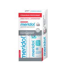 Набір зубна паста Мерідол (Meridol) Дбайливе відбілювання 75 мл + ополіскувач для роту 100 мл