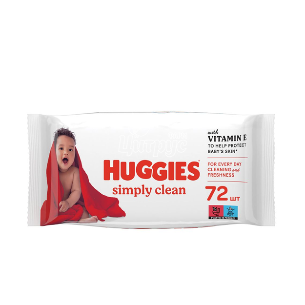 Серветки вологі дитячі Хаггіс (Huggies) Сімплі клін (Simply Clean) 72 штуки