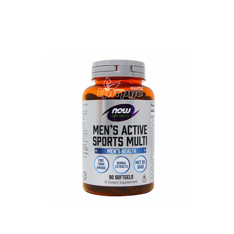 фото 1-1/Менс Актив Спорт Мульти 90 штук Нау Фудс (Men`s Active Sport Multi Now Foods) Комплекс для чоловіків капсули гелеві