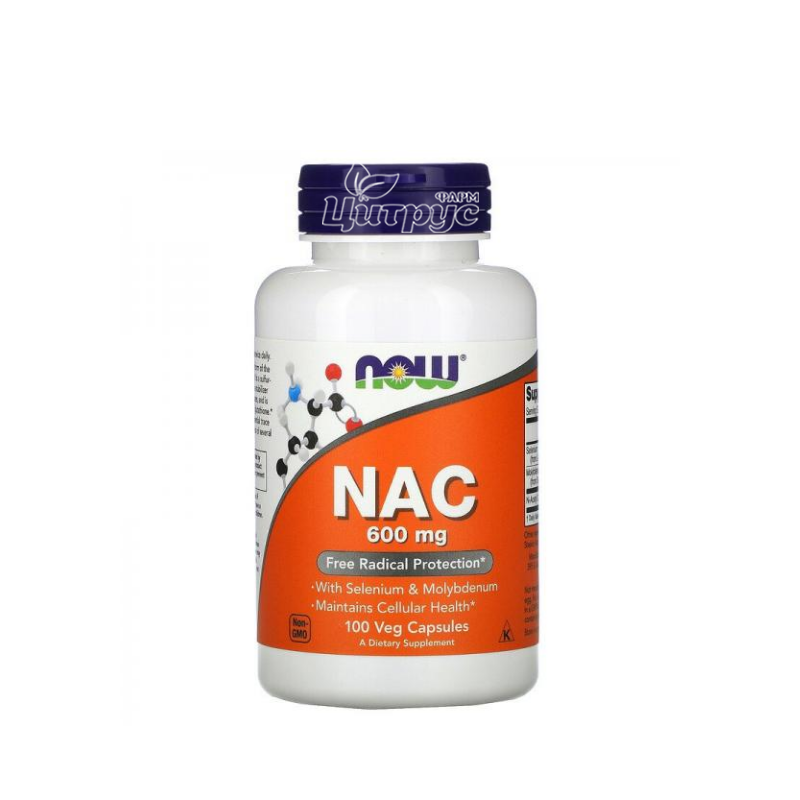 фото 1-1/NAC N-ацетилцистеїн 600 мг 100 штук Нау Фудс (Now Foods) капсули вегетеріанські 