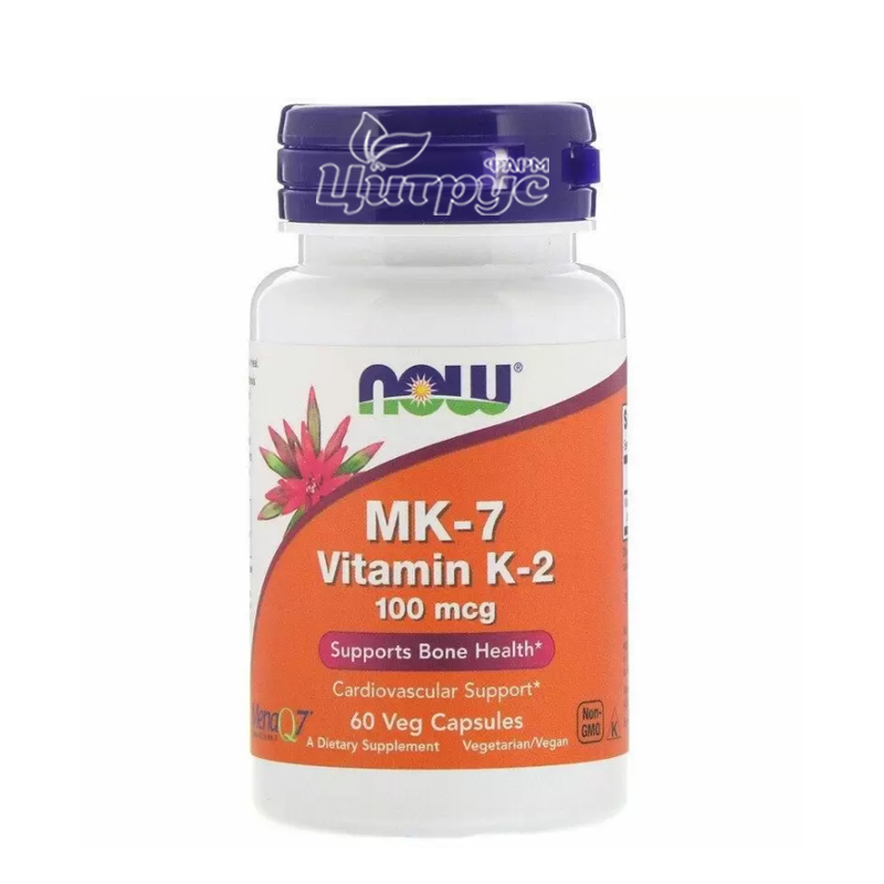 фото 1-1/МК-7 Вітамін К2 100 мкг 60 штук Нау Фудс (Vitamin K2 Now Foods) капсули вегетеріанські 