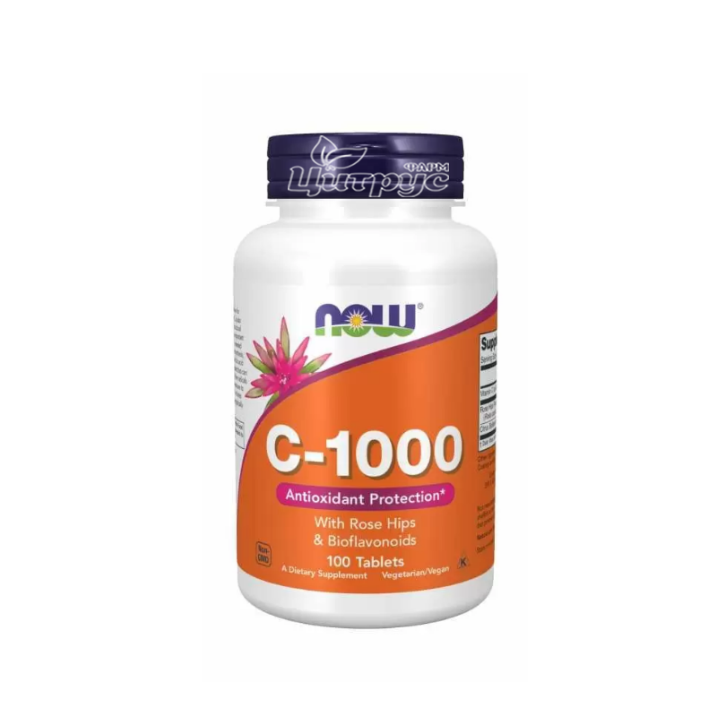 фото 1-1/Вітамін С-1000 з шипшиною та біофлавоноїдами Нау Фудс (Vitamin C-1000  Now Foods) таблетки 100 штук