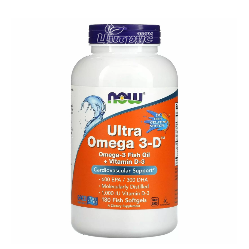 фото 1-1/Омега Ультра 3D Нау Фудс (Omega Ultra 3D Now Foods) капсули гелеві 180 штук