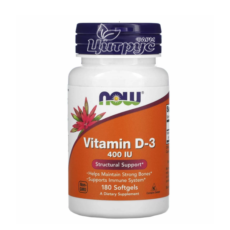 фото 1-1/Вітамін Д3 Нау Фудс (Vitamin D3 Now Foods) капсули гелеві 400 МО 180 штук