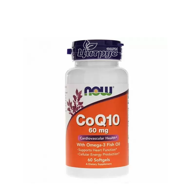 Коензим Q10 60 мг + Омега 3 Нау Фудс (CoQ10+Omega 3 Now Foods) Підтримка серцево-судинної системи капсули вегетеріанські 60 штук