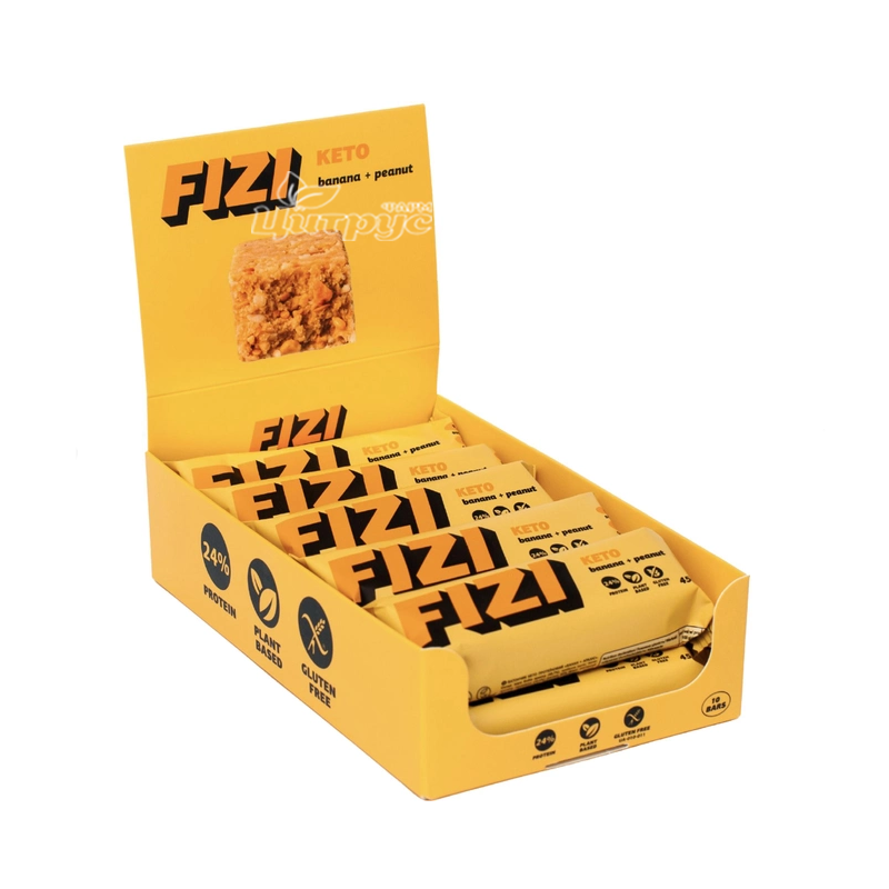 фото 1-2/Батончик Фізі (Fizi) Кето Банан+Арахіс (Banana+Peanut) 45 г