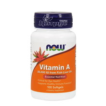 Вітамін А 25 000 МО 100 штук Нау Фудс (Vitamin A 25 000 MO Now Foods) капсули гелеві 