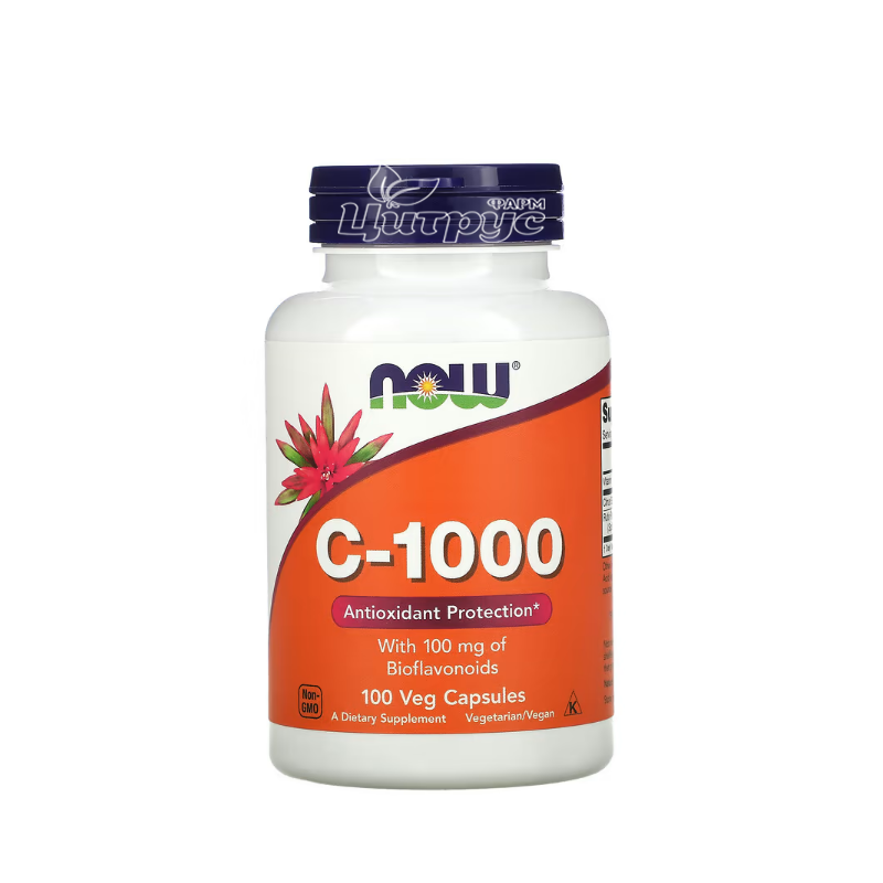 фото 1-1/Вітамін С-1000 з біофлавоноїдами Нау Фудс (Vitamin-C Now Foods) капсули вегетеріанські 1000 мг 100 штук