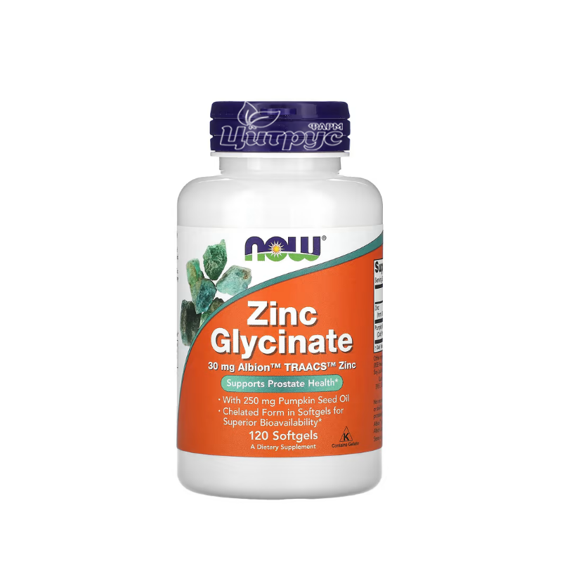 фото 1-1/Цинк гліцинат (Zinc Glycinate Now Foods) Здоров*я простати капсули гелеві 30 мг 120 штук