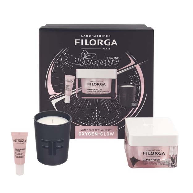 Набір Філорга (Filorga) Оксіджен-Глоу (Oxygen-Glow) 2023 Крем 50 мл + Засіб для контуру очей 4 мл + свічка