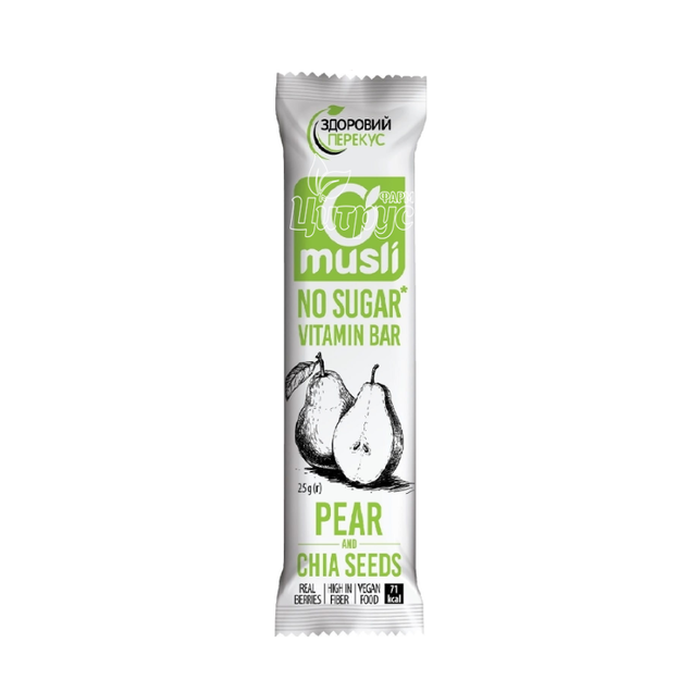 Батончик мюслі Здоровий перекус Груша-насіння Чіа 25 г