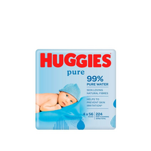 Серветки вологі дитячі Хаггіс (Huggies) Пур (Pure) 4 упаковки по 56 штук