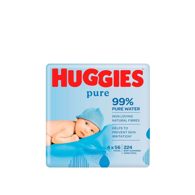 Серветки вологі дитячі Хаггіс (Huggies) Пур (Pure) 4 упаковки по 56 штук