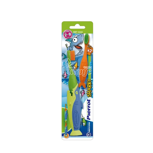 Зубна щітка дитяча Пірот (Pierrot) Акула 2 штуки Ref.136