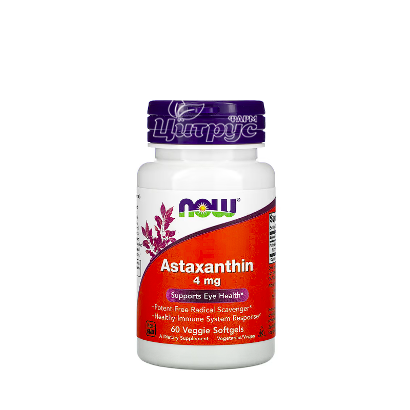 фото 1-1/Астаксантин Нау Фудс (Astaxanthin Now Foods) Підтримка здорового зору капсули вегетеріанські 4 мг 60 штук