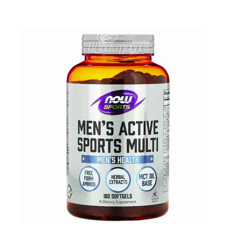 фото 1-1/Менс Актив Спорт Мульти 180 штук Нау Фудс (Men`s Active Sport Multi Now Foods) Комплекс для чоловіків капсули гелеві 