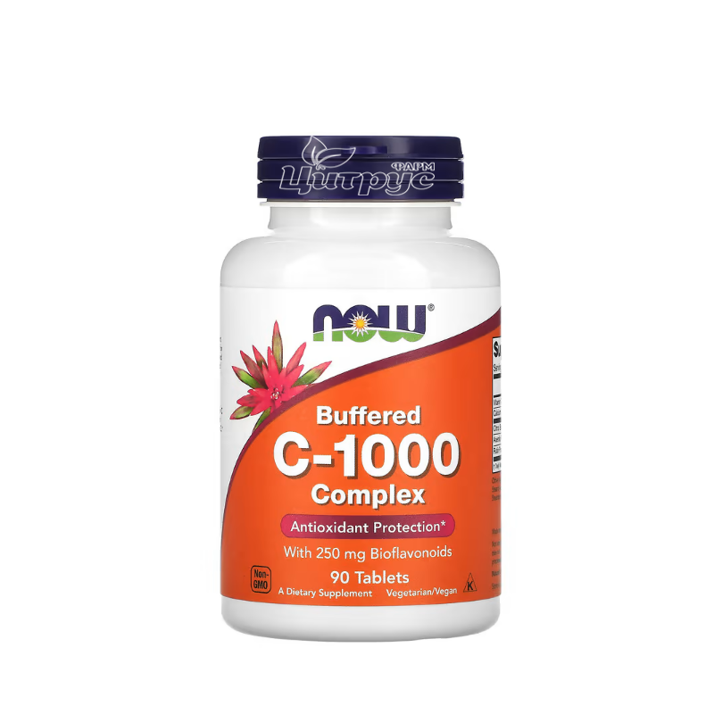 фото 1-1/Вітамін С-1000 буферизований з біофлавоноїдами 90 штук Нау Фудс (Vitamin C-1000 Complex Buffered Now Foods) таблетки 