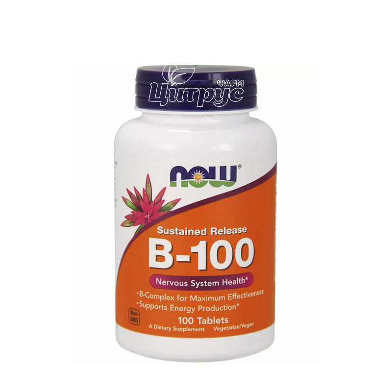 фото 1-1/Вітамін В-100 Нау Фудс (B-100 Now Foods) Підтримка нервової системи таблетки 100 штук