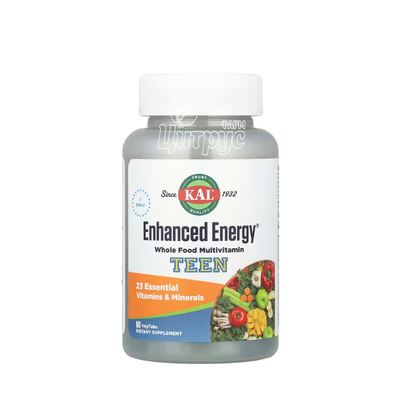 фото 1-1/Мультивітаміни для підлітків 60 штук КЕЛ (KAL) Покращення пам*яті й концентрації (Enhanced Energy Teen) вегетеріанські капсули