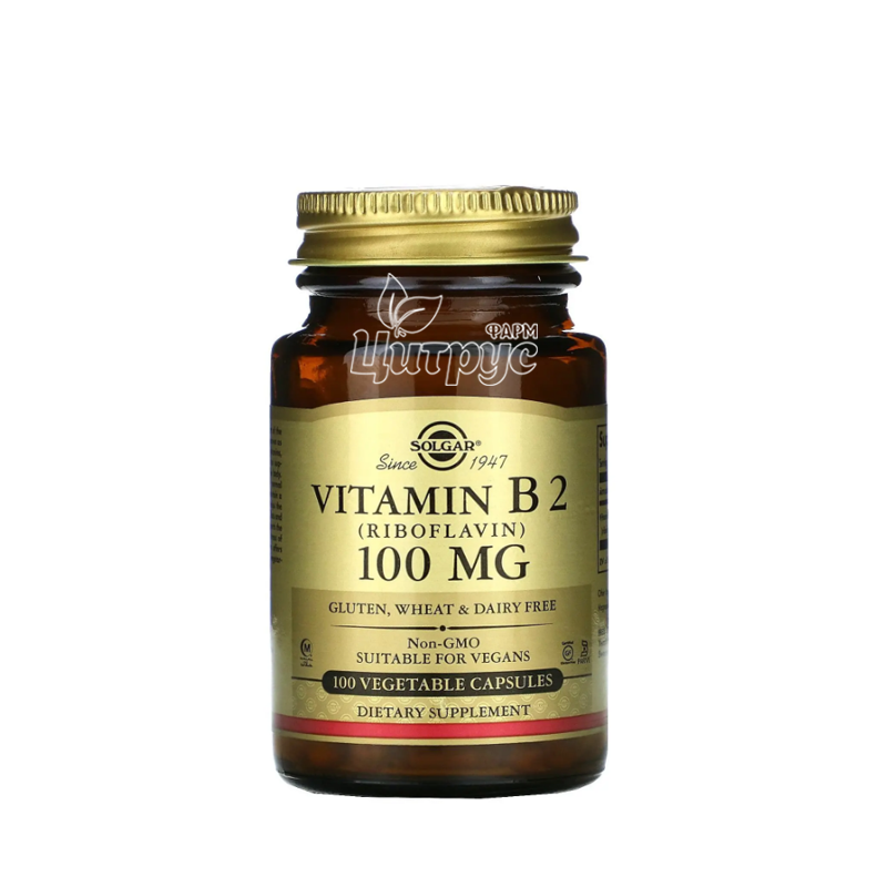 фото 1-1/Солгар (Solgar) Вітамін В-2 (Рибофлавін) 100 мг 100 штук (Vitamin B2 riboflavin) капсули вегетеріанські 