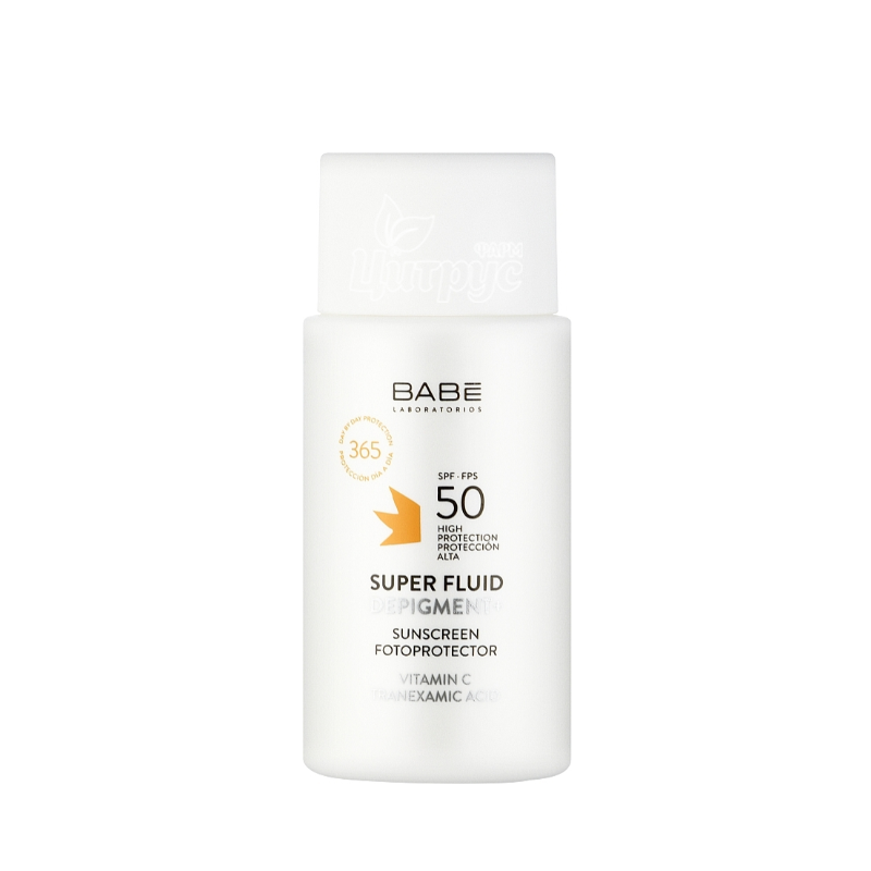 фото 1-2/Бабе (Babe) Сан Протекш (Sun Protection) Супер-флюїд депігмент сонцезахисний з транексамовою кислотою і вітаміном С SPF 50 50 мл