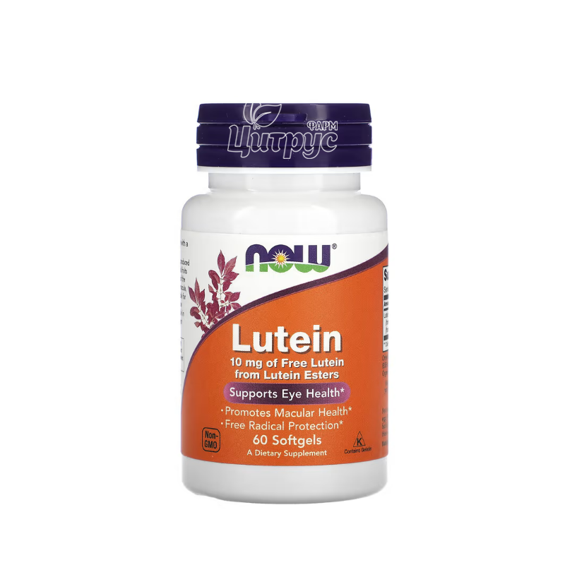 фото 1-1/Лютеїн 10 мг 60 штук Нау Фудс (Lutein Now Foods) Підтримка здорового зору капсули гелеві 