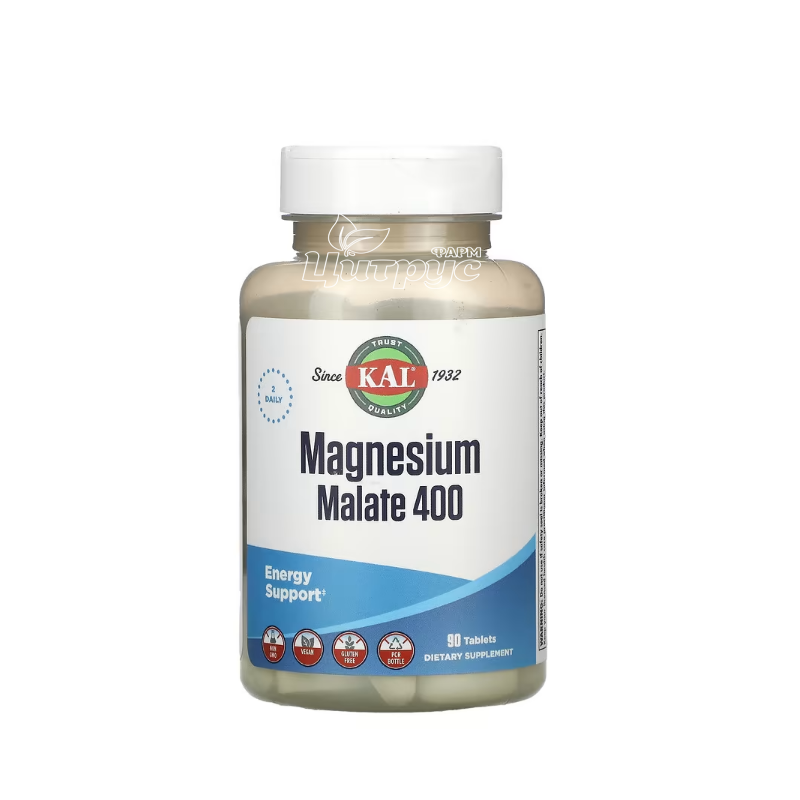 фото 1-1/Вітаміни КАЛ (KAL) Магнезіум Малат таблетки 400 мг 90 штук