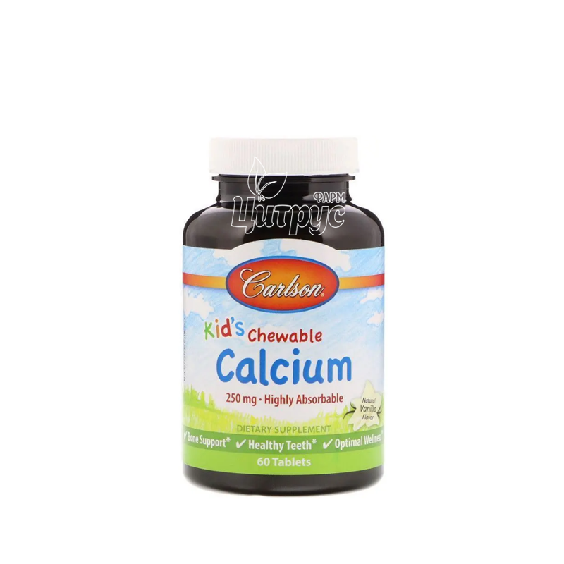 фото 1-1/Кальцій для дітей 250 мг 60 штук Карлсон (Carlson Calcium) таблетки жувальні 