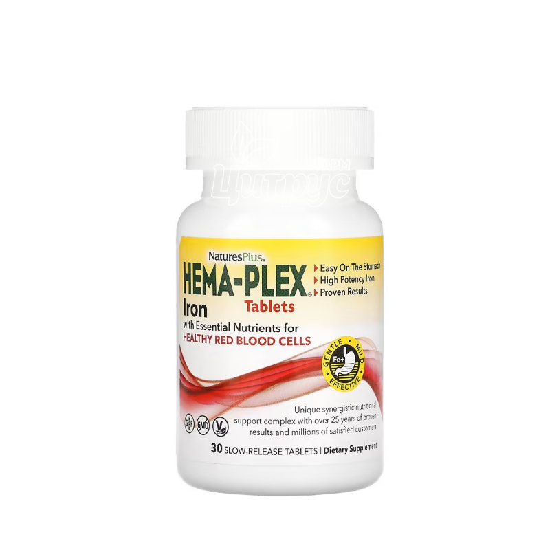 фото 1-1/Комплекс із залізом 30 штук Хема-плекс (Hema-Plex) Натурес Плюс (Natures Plus) таблетки