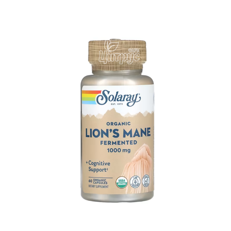 фото 1-1/Соларей (Solaray) Їжовик гребінчастий органічний ферментований 1000 мг 60 штук (Organic Lion*s Mane Fermented) капсули