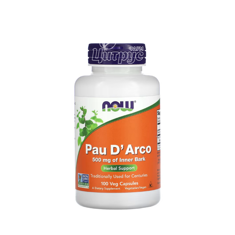 фото 1-1/По Д*арко (кора мурашиного дерева) 100 штук Нау Фудс (Pau D`arco Extract Now Foods) капсули вегетеріанські 
