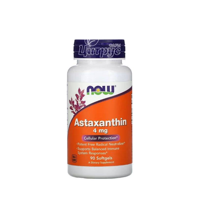 фото 1-1/Астаксантин 4 мг 90 штук Нау Фудс (Astaxanthin Now Foods) Підтримка здорового зору капсули вегетеріанські 