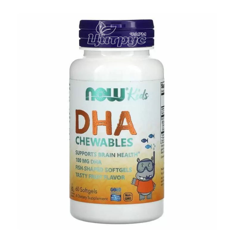 фото 1-1/Омега ДНА для дітей 60 штук Нау Фудс (Omega DNA Now Foods Kids) пастилки жувальні з фруктовим смаком